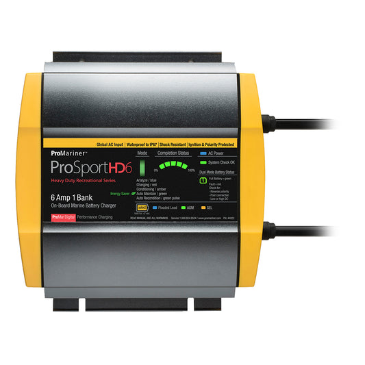 ProMariner ProSportHD 6 Global Gen 4  6 Amp  1 Bank Battery Charger 44023