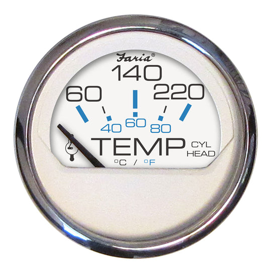 Faria Chesapeake White SS 2 Cylinder Head Temperature Gauge 60220F  13806