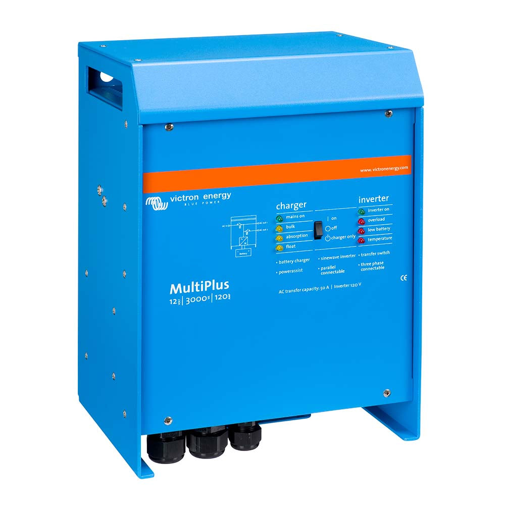 Victron MultiPlus InverterCharger 12 VDC  3000VA  120vAC w120AMP Battery Charger  50AMP Transfer Switch PMP123021102