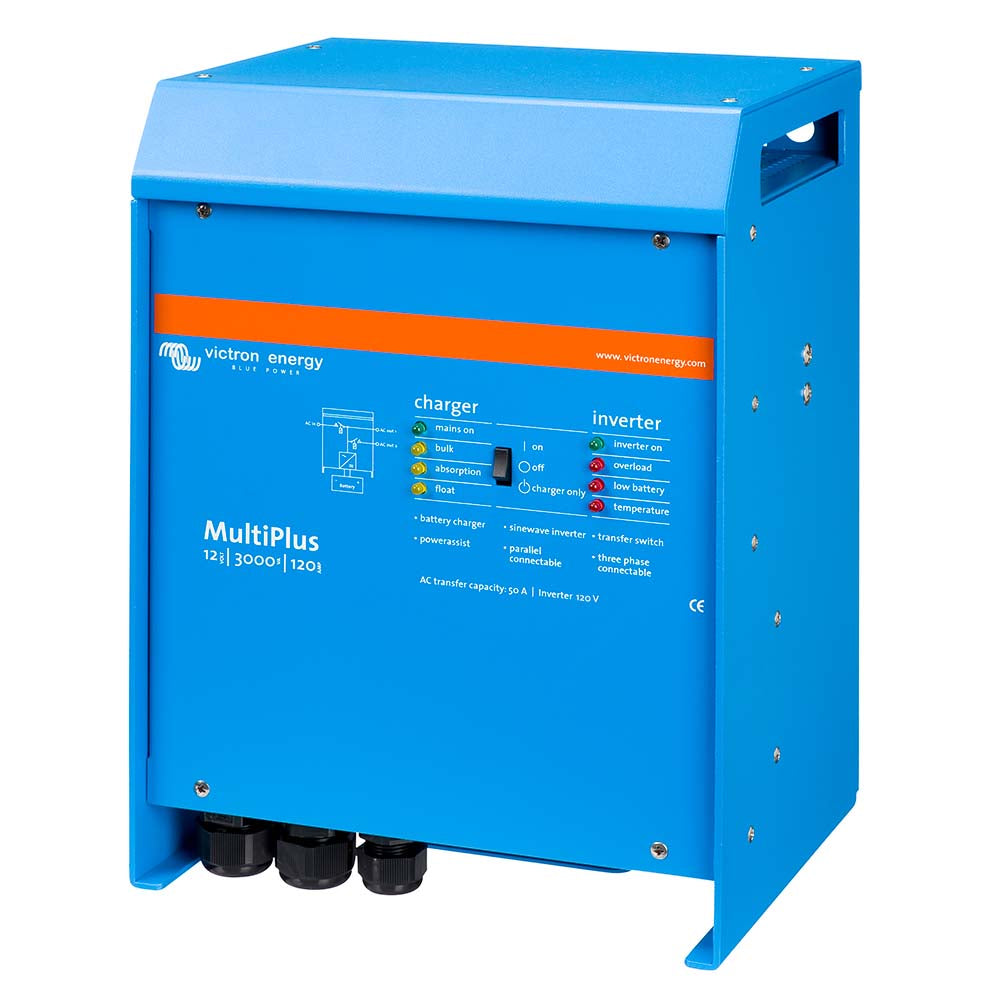 Victron MultiPlus InverterCharger 12 VDC  3000VA  120vAC w120AMP Battery Charger  50AMP Transfer Switch PMP123021102
