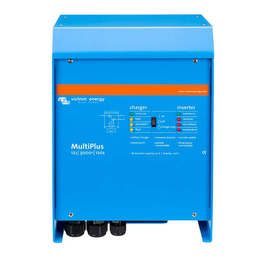 Victron MultiPlus InverterCharger 12 VDC  3000VA  120vAC w120AMP Battery Charger  50AMP Transfer Switch PMP123021102