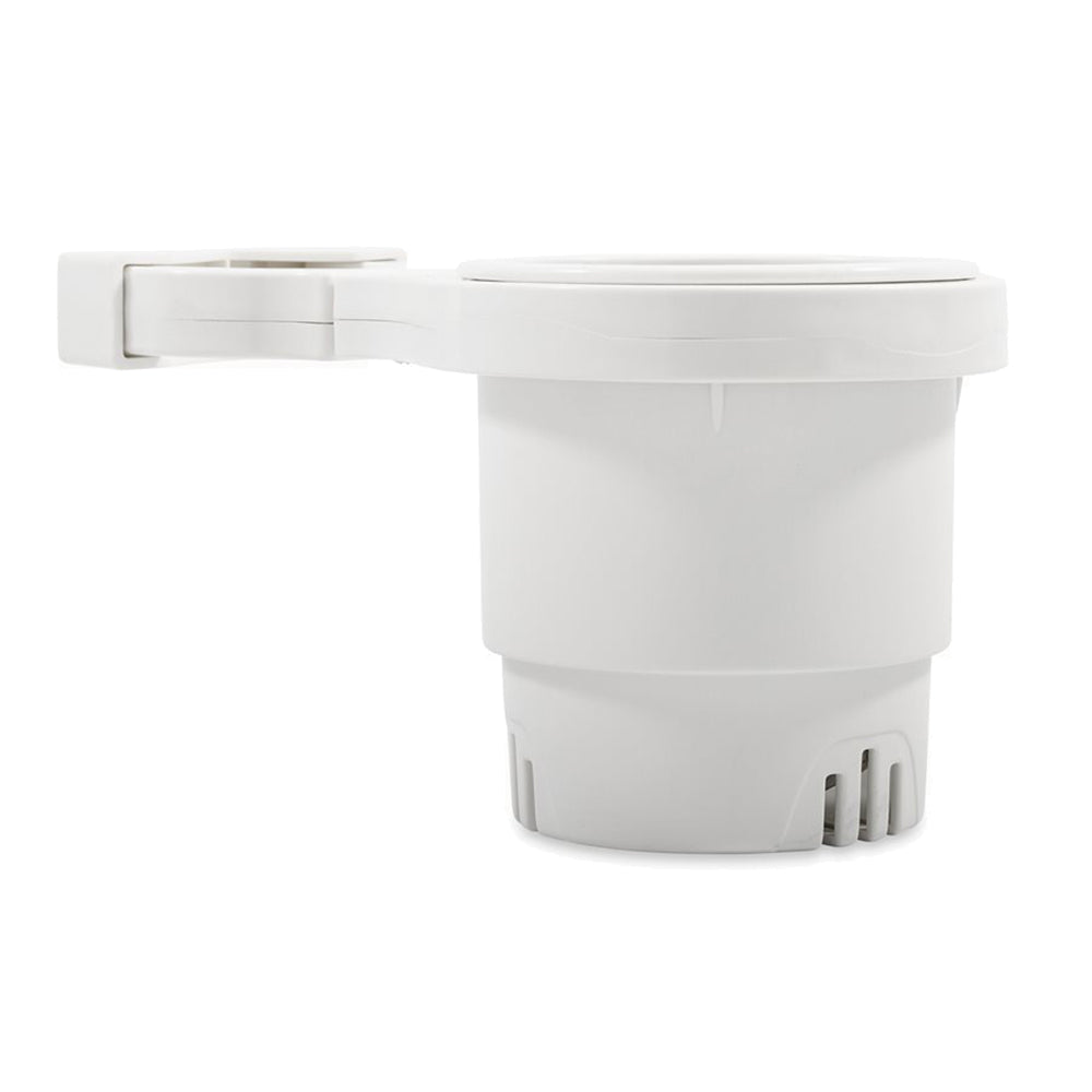 Camco ClampOn Rail Mounted Cup Holder  Small for Up to 114 Rail  White  53086