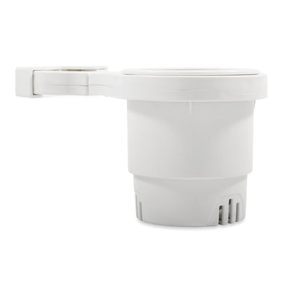 Camco ClampOn Rail Mounted Cup Holder  Small for Up to 114 Rail  White  53086