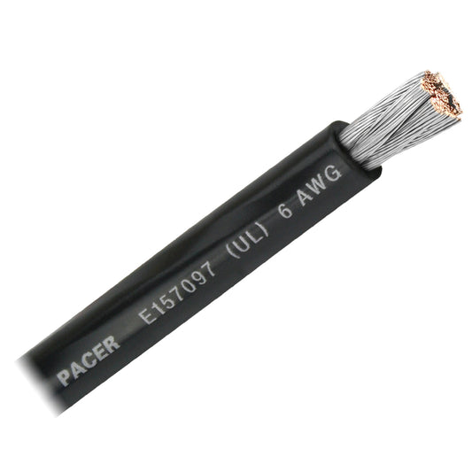 Pacer Black 6 AWG Battery Cable  Sold By The Foot  WUL6BKFT