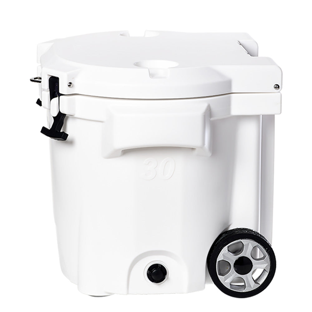 LAKA Coolers 30 Qt Cooler wTelescoping Handle  Wheels  White 1079