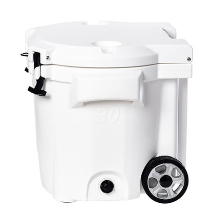 LAKA Coolers 30 Qt Cooler wTelescoping Handle  Wheels  White 1079