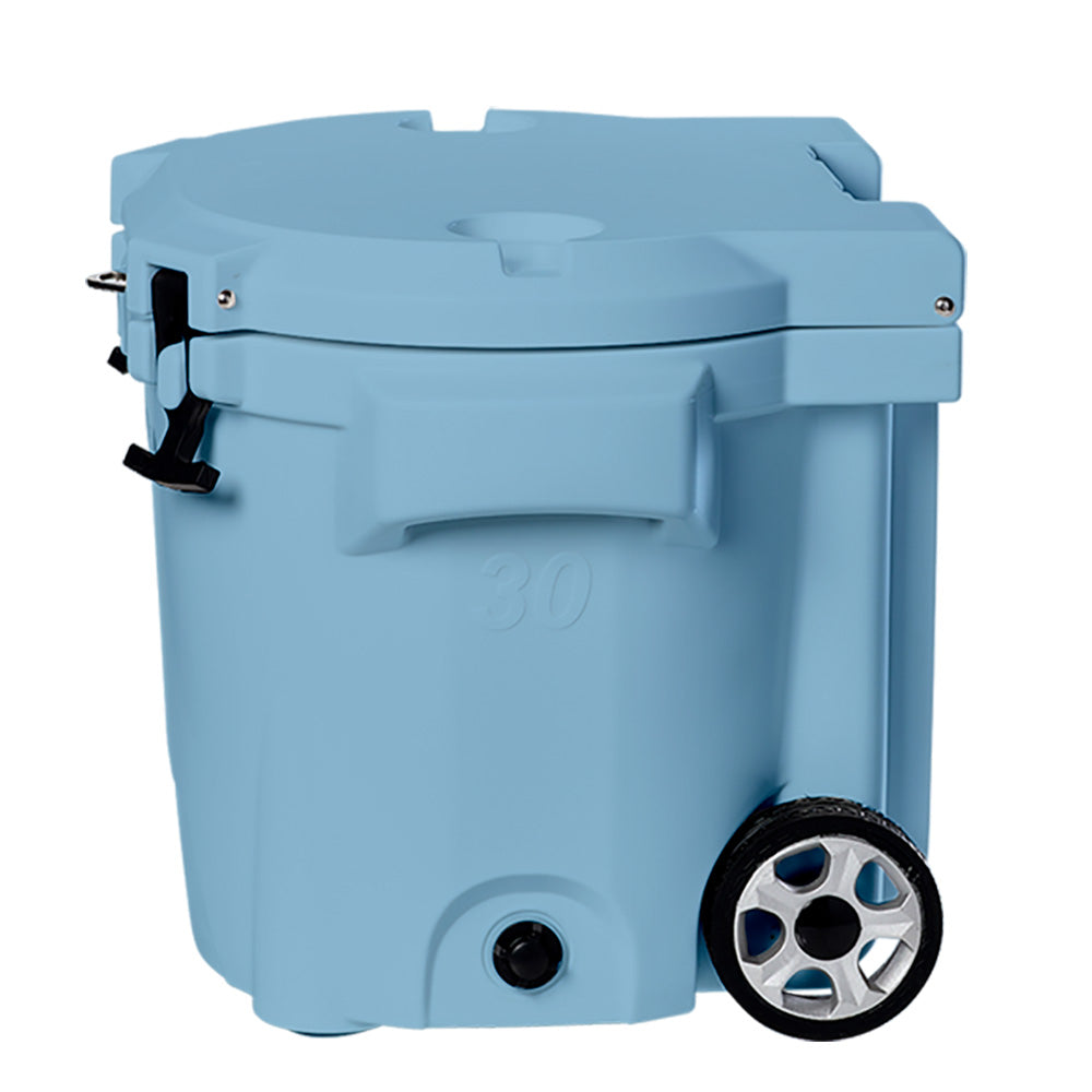 LAKA Coolers 30 Qt Cooler wTelescoping Handle  Wheels  Blue 1080