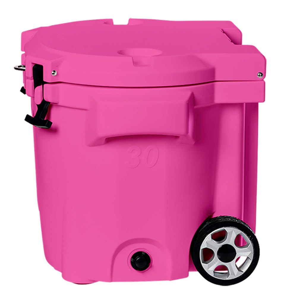 LAKA Coolers 30 Qt Cooler wTelescoping Handle  Wheels  Pink 1081