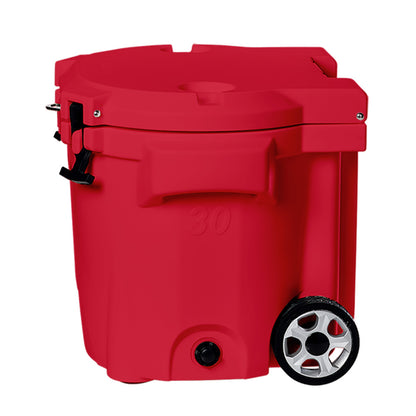 LAKA Coolers 30 Qt Cooler wTelescoping Handle  Wheels  Red 1089