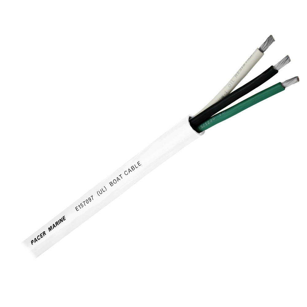 Pacer Round 3 Conductor Cable  250  123 AWG  Black Green  White  WR123250
